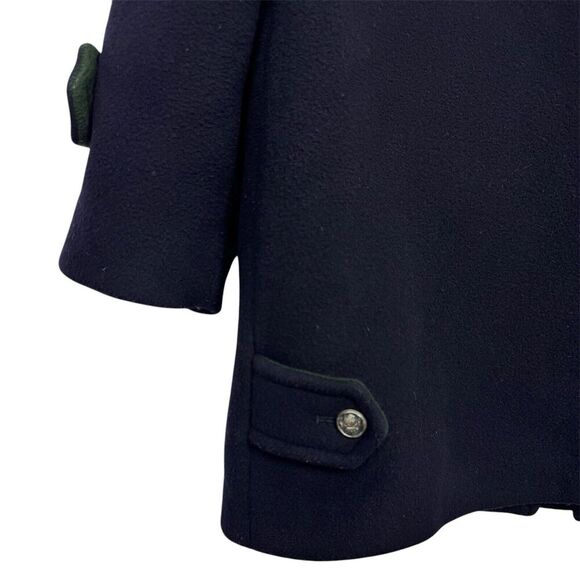 Peter James Wool Cashmere Blend Peacoat Small Navy Blue Full Zip Button Crest - Picture 7 of 12